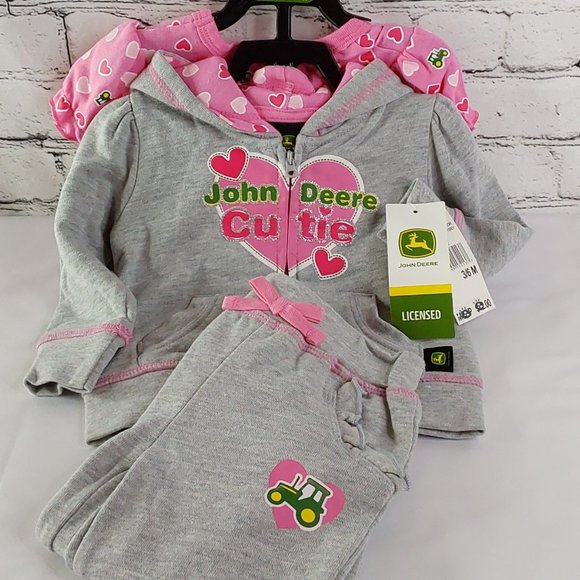 JOHN~DEERE HOODIE JACKET,BODY SUIT & PANTS 3-PIECE COMPLETE OUTFIT - Picture 4 of 16